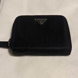 Prada Black Nylon Zip-Around Card Wallet